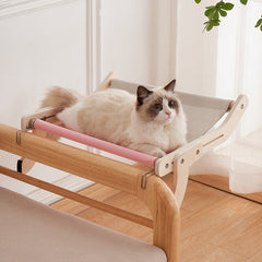 Sturdy Cat Window Hammock – Wooden Hanging Cat Bed With Washable Cotton Canvas