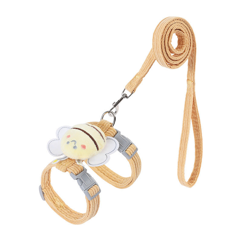 Cartoon Bee Pet Harness Leash & Collar Set