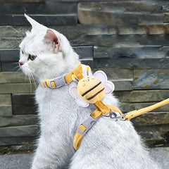 Cartoon Bee Pet Harness Leash & Collar Set